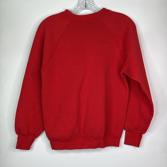 Vintage Fruit Of The Loom Red Blank Raglan Sleeve Crewneck Sweatshirt Medium - Picture 4 of 10
